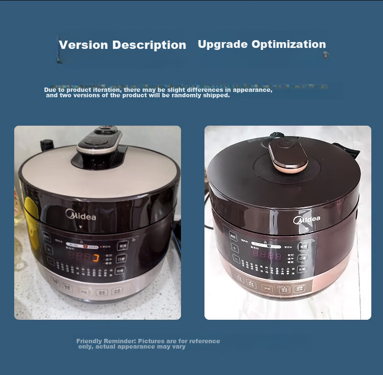 Midea Electric Pressure Cooker High-Pressure Pot One-Touch Exhaust Household Rice Cooker Smart Large Capacity Double Inner Pot Multifunctional Scheduled Timer Removable Lid MY-C5841G 2