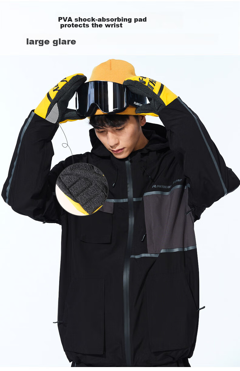 Flow Theory Full-Finger Kevlar Ski Gloves, Windproof, Waterproof, Warm, Wear-Resistant, Professional Single And Double Board Gloves 6