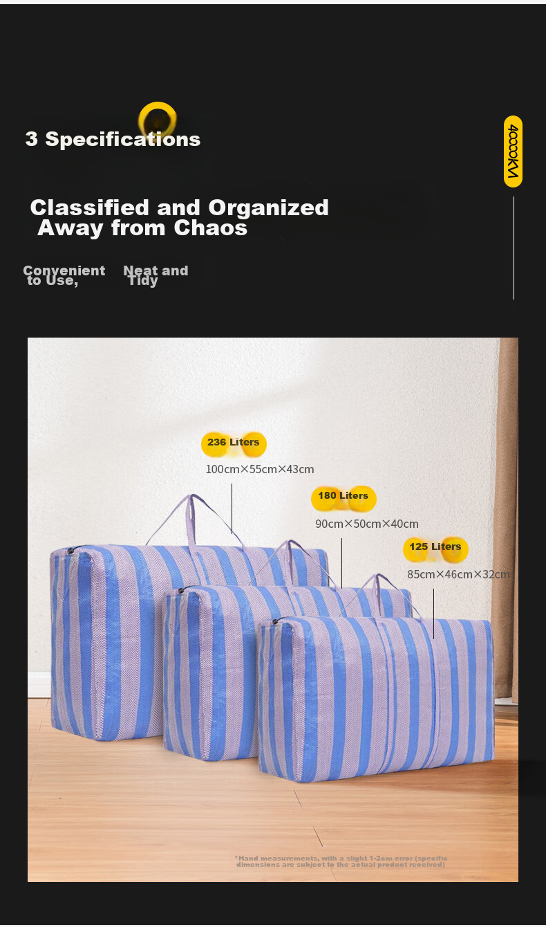 Siwangongli Moving Packing Bags, Handheld Waterproof Large Capacity Luggage Storage Bags, Canvas Bags, Snake Skin Woven Bags, Durable Quilt Bags [Set of 5], Small Size 125 Liters 2