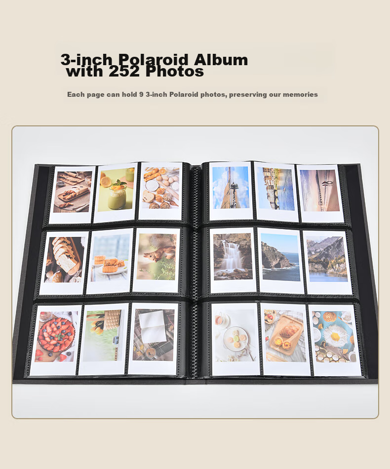 Nakabayashi, 3-Inch Fabric Insert Photo Album, White (86x54mm), [Instant Camera] 3