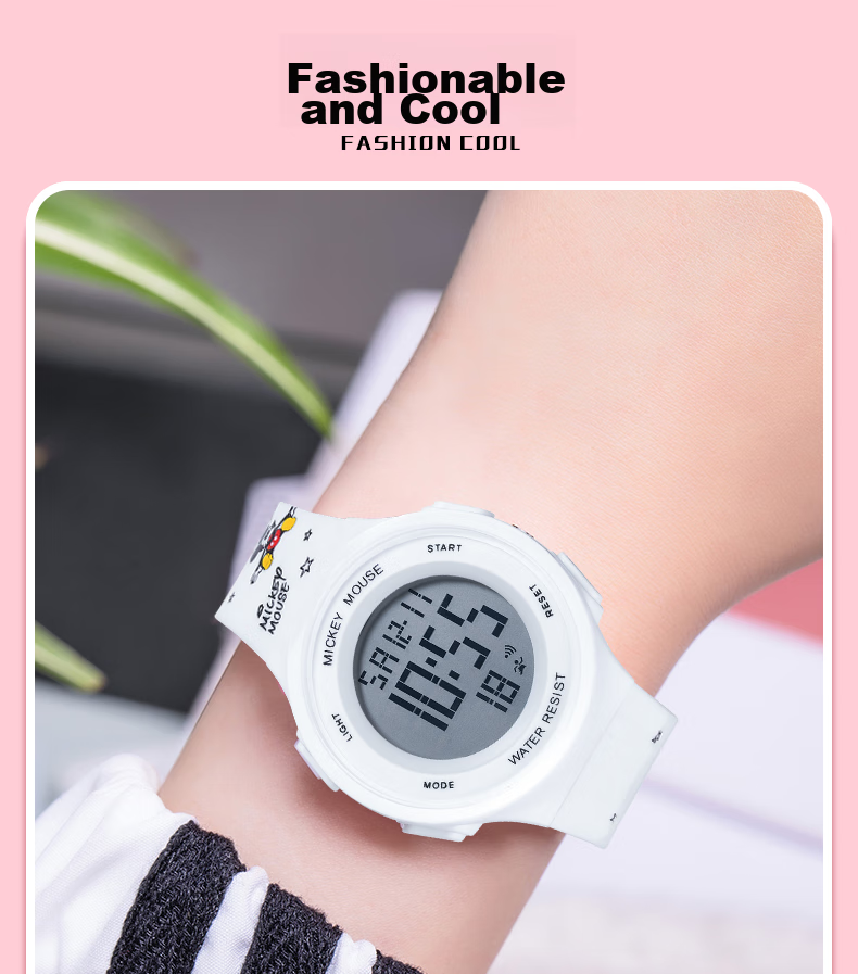 Disney Mickey Collaboration 2026 New Sports Digital Watch Youth High School Student Exam Waterproof Kids Watch 3