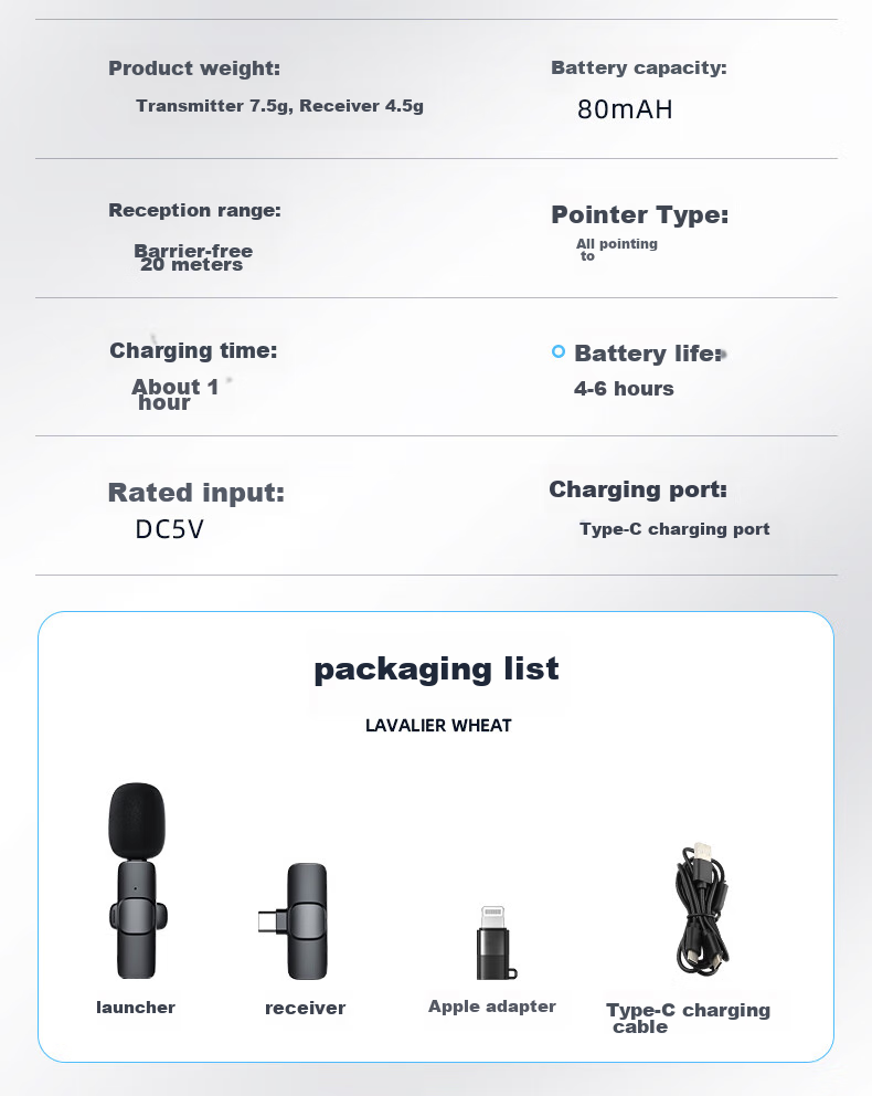 Haomuren Wireless Lavalier Microphone, Outdoor Short Video Douyin Vlog Lip-Sync Mobile-Specific Bluetooth Noise-Cancelling Recording Microphone, Live Streaming Dual-Channel 15