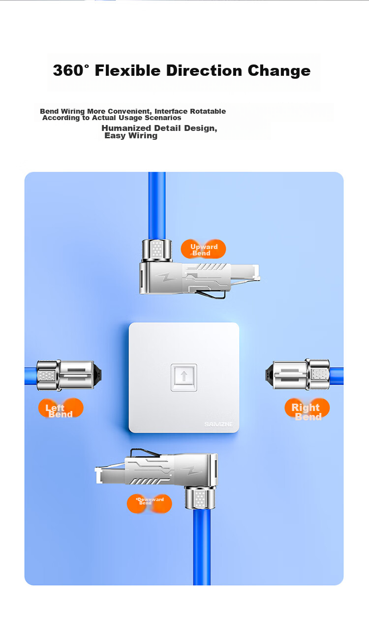 SAMZHE CAT6A 10G Shielded Tool-Free Crystal Head, Engineering-Grade CAT6A Tool-Free RJ45 Network Connector, Right-Angle Elbow CAT6A Network Cable Connector, Single Pack MDC65 4
