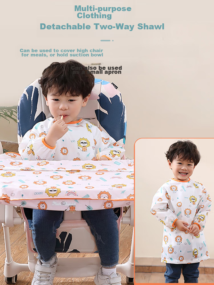 9I9 Baby Dining Cover Chair Set, Waterproof Detachable Infant Anti-Dirt Apron, Long Sleeve Bib A22 3