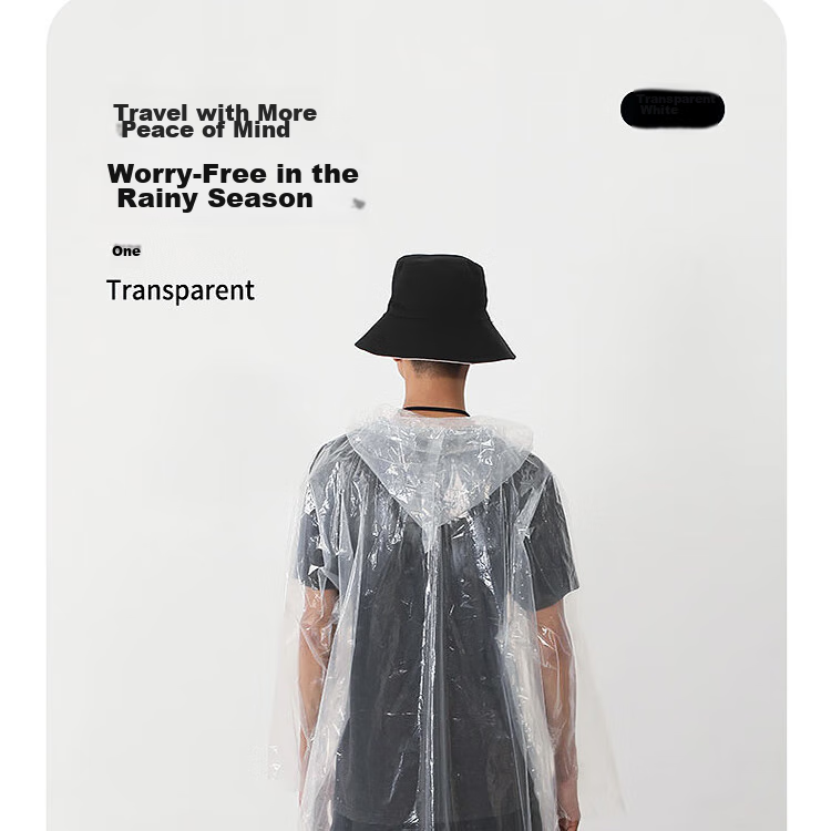 Lehuolvxing Disposable Raincoat, Thickened Adult Hiking Outdoor Concert All-In Full-Body Heavy Rain Protection Poncho, Long Style with Large Brim 10