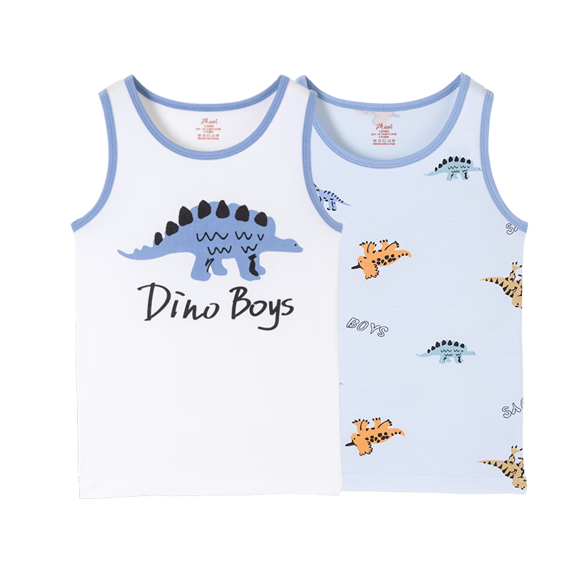 Dingguagua Children's Modal Tank Top for Boys, Summer Thin Breathable Vest, Sleeveless Undershirt for Boys, Can Be Worn As Outerwear, White + Blue, Size 150