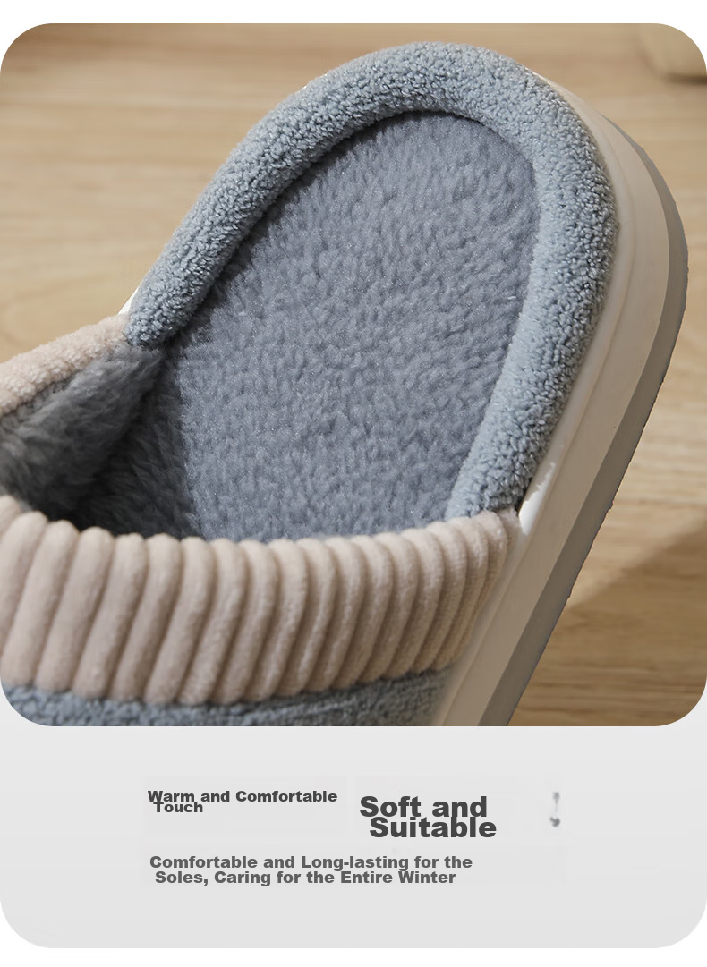 CARTELO Cotton Slippers for Men, Winter Indoor Slippers, Warm Home Cotton Slides, Men's Cotton Shoes, 1517M, Gray, Size 42-43 8