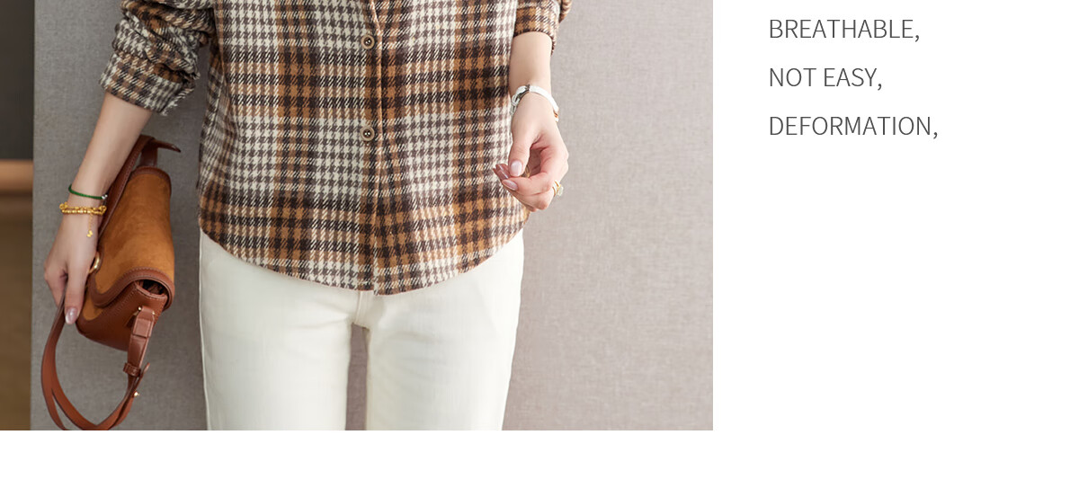 YUZHAOLIN Korean-Style Fashionable Simple Loose Brushed Shirt Versatile Jacket Lapel Plaid Top Women's Blouse Y143C2002 20