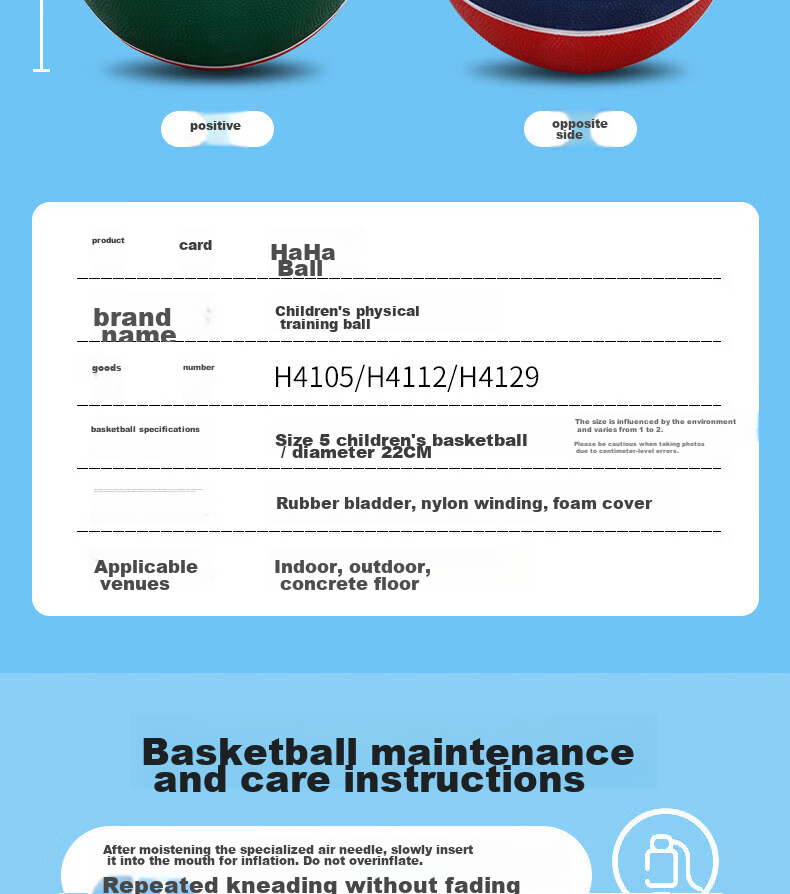 Hahaqiu Children's Basketball, Size 5, for Kindergarten And Elementary School Students, Bouncy Ball, Suitable for Ages 3-6, Beginner's Ball, Birthday And Holiday Gift 13