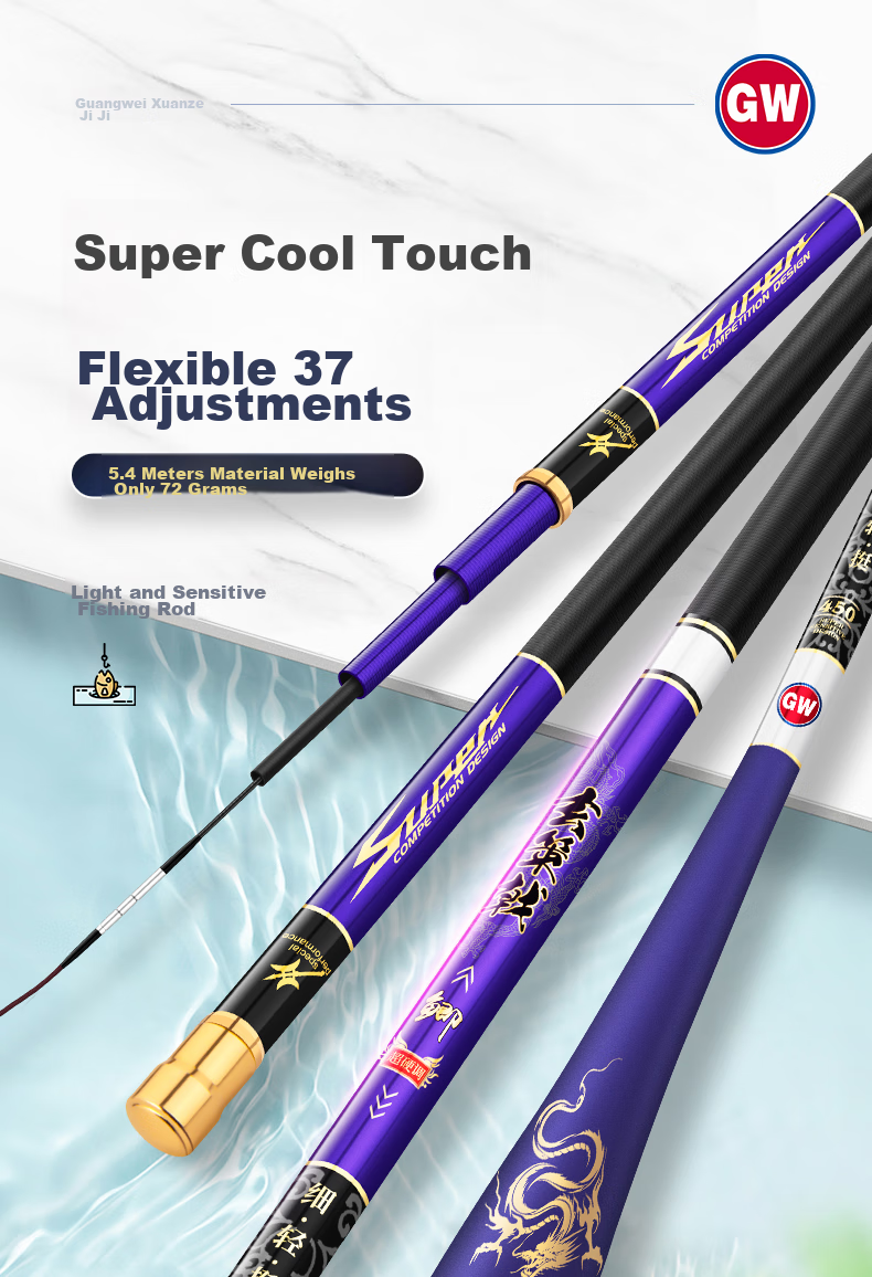 GW Fishing Rod, Xuance Jiji Carp Rod, 3.6 Meters Hand Rod, Ultra-Light Ultra-Thin Carbon Fiber Handle, Fishing Pole, Fishing Tackle 1