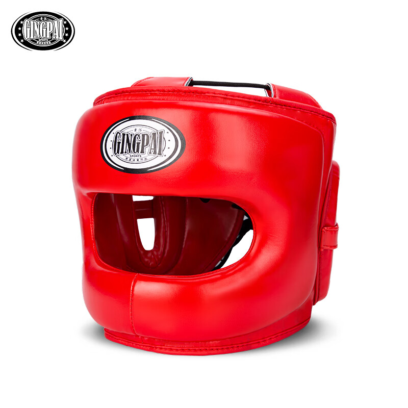 Jingpai Boxing Punching Guard, Muay Thai Protective Gear, Sanda Fighting Equipment, Full Protection for Men And Women, Enclosed Nose Bridge, Red, Size M