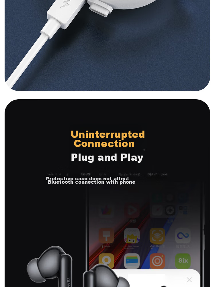 ESCASE Protective Case for Huawei Freebuds6i Bluetooth Earphones, Liquid Silicone Soft Shell, Full Coverage Shockproof Ultra-Thin Case, White with Lanyard Included 9