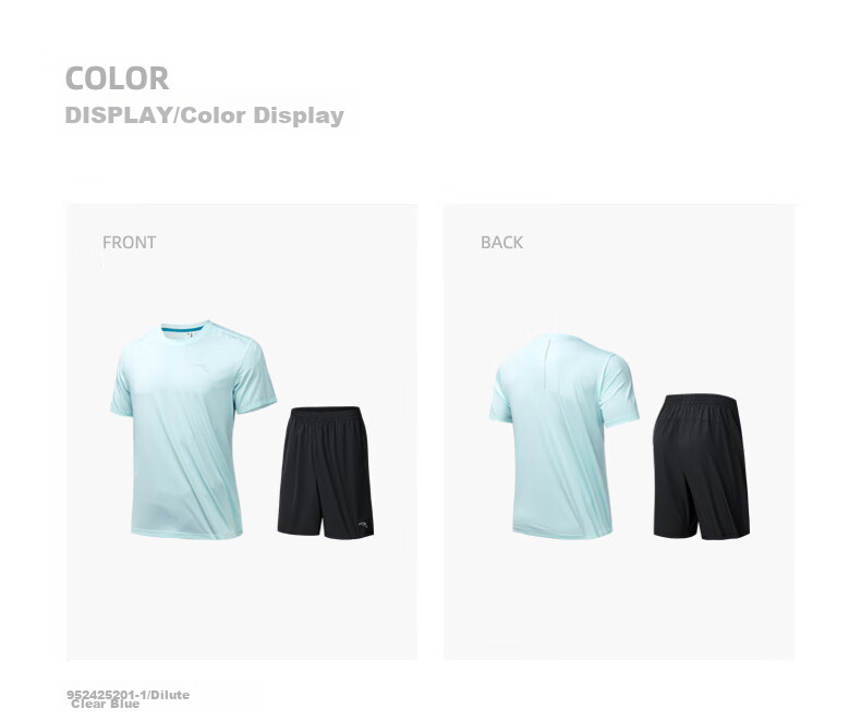 ANTA Fixed Tone Badminton Set | Quick-Dry Two-Piece Men's Summer Moisture-Wicking Breathable Sports Casual T-Shirt and Shorts 32
