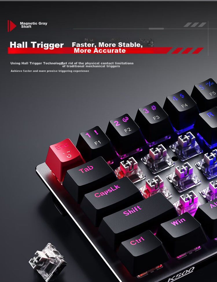 MACHENIKE K500-M81 Wired Magnetic Axis, 81 Keys, E-Sports Gaming Mechanical Keyboard, 8K Polling Rate, RT Keyboard, Adjustable Key Travel, RGB Backlight 4