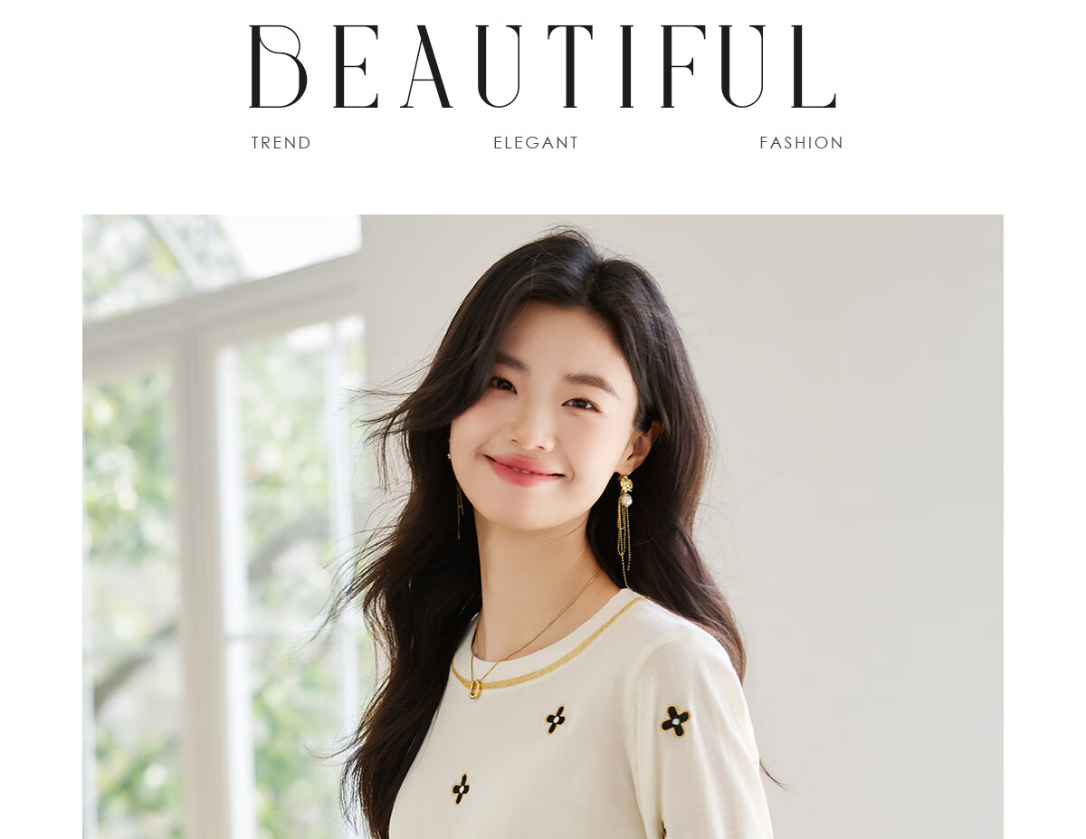 She Enjoy Short Sleeve T-Shirt Women Round Neck Lucky Clover Embroidered Casual Versatile Knit Tee T143T1376 13