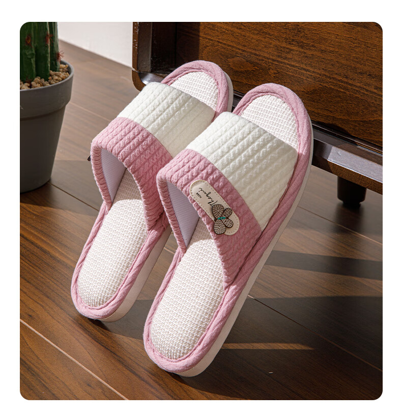 Taxiang Linen Cotton Slippers for Men And Women, Color-Block Lightweight Simple Home All-Season Slippers TR005 Navy Blue 40/41 12