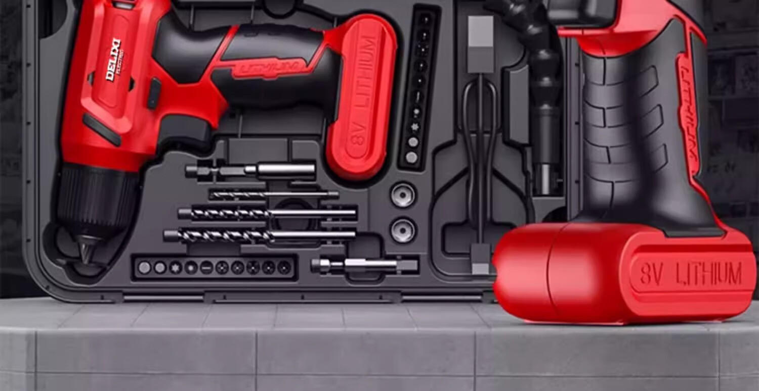 Delixi Electric Drill Cordless Screwdriver Impact Set Lithium Battery Handheld Drill Power Tools 1