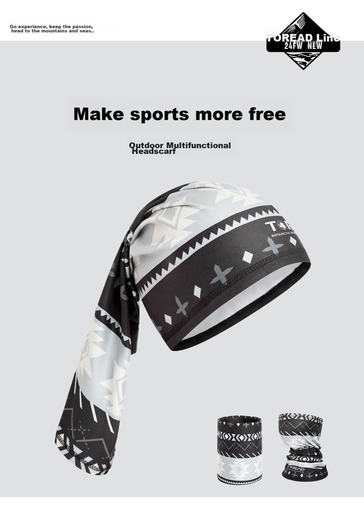 TOREAD Headscarf Autumn Winter Outdoor Warm Unisex Windproof Cycling Face Mask TELLCM90752 Beige Print 1