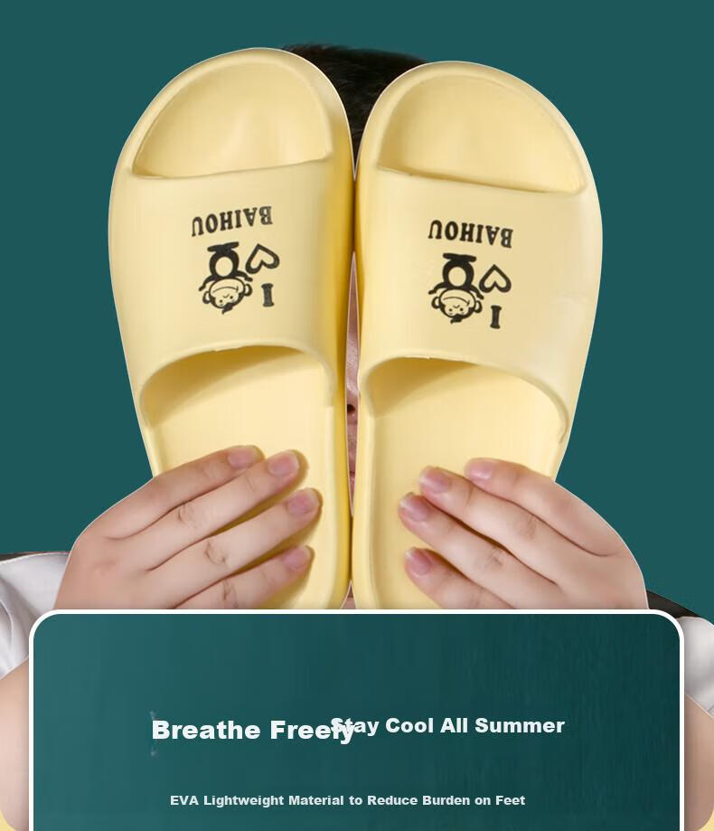 BAIHOU Summer Couple Cartoon Home Thick-Soled Squishy Slippers for Students, Men And Women, 006 Yellow, Size 36-37 6