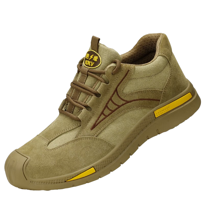 LAOGUANJIA Men's Breathable Cowhide Work Safety Shoes, Wear-Resistant, Lightweight, Insulated 10KV Electrician and Welder Work Shoes 1007 Brown Size 39