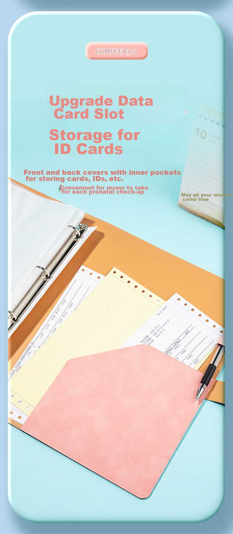 COMIX Pregnancy Check-Up Report, Pregnancy Information Record Book, Portable Ultrasound A4 Examination Form, Large Capacity Collection Book, Pink EA310 [Mother's Day Gift] 5