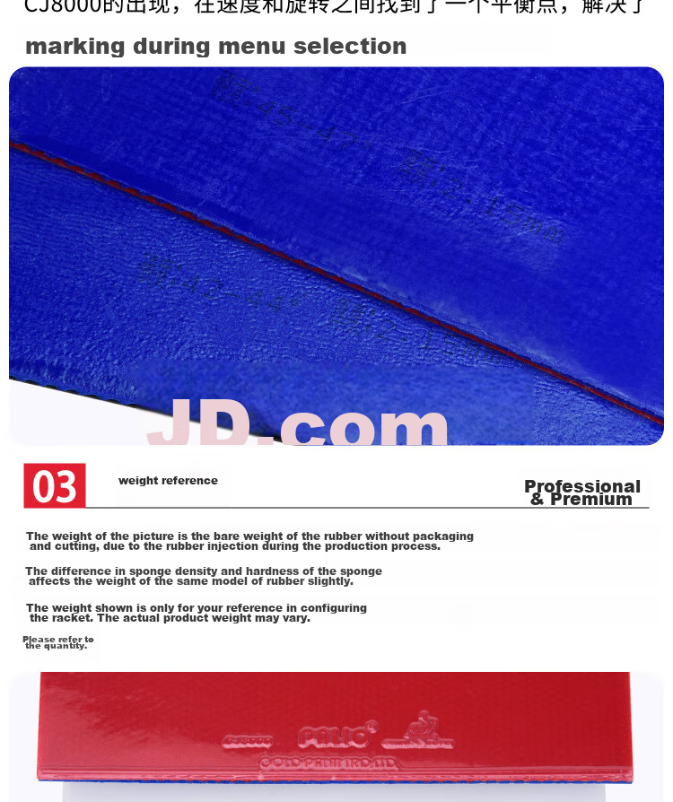 Palio Table Tennis Rubber, Table Tennis Racket Inverted Rubber Sticky Set Blue Sponge CJ8000 Provincial Set, Black, 39-41 Degrees 4