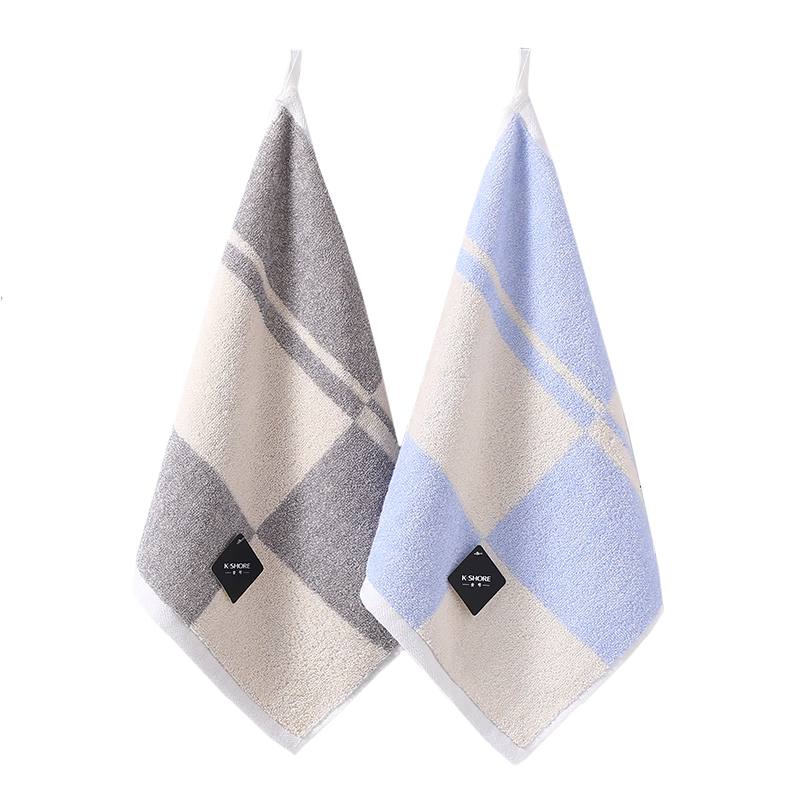 KING SHORE Towels, Two-Pack, Pure Cotton Sports Face Towels, Children's Face Wipes, Cleansing Towels, Blue + Gray, 48g/piece