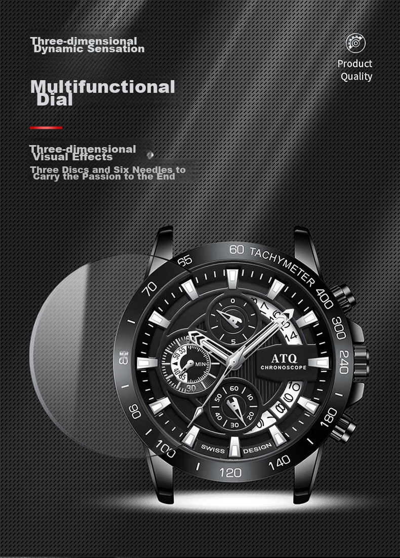 ATQ Celebrity Endorsed Black Knight Men's Casual Business Quartz Watch, New Year Valentine's Day Gift for Boyfriend Or Husband 8