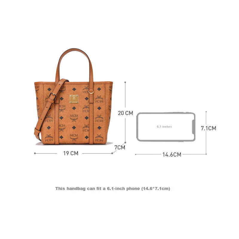 MCM TONI Mini Tote Bag, Basket Bag, Crossbody Bag, Cognac Color Gift