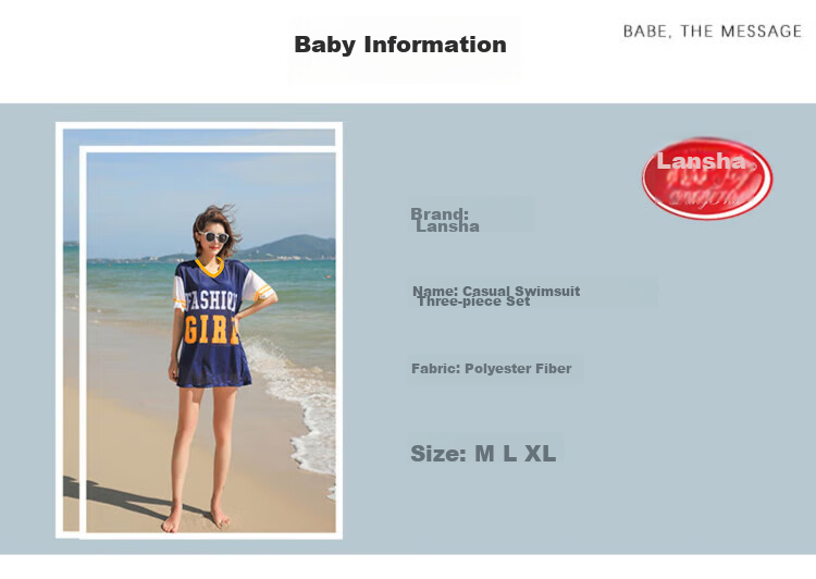 LangSha Women's Swimsuit Set of Three Pieces for Summer, Ice Silk Fabric, Anti-Exposure, Slimming Effect, Beach Sports Casual Swimwear 2