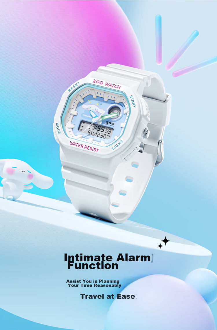ZGO x Sanrio Student Watch for Girls, Electronic Sports Wristwatch for Middle and High School Students, High-Value Design, 810 Pudding Dog 10