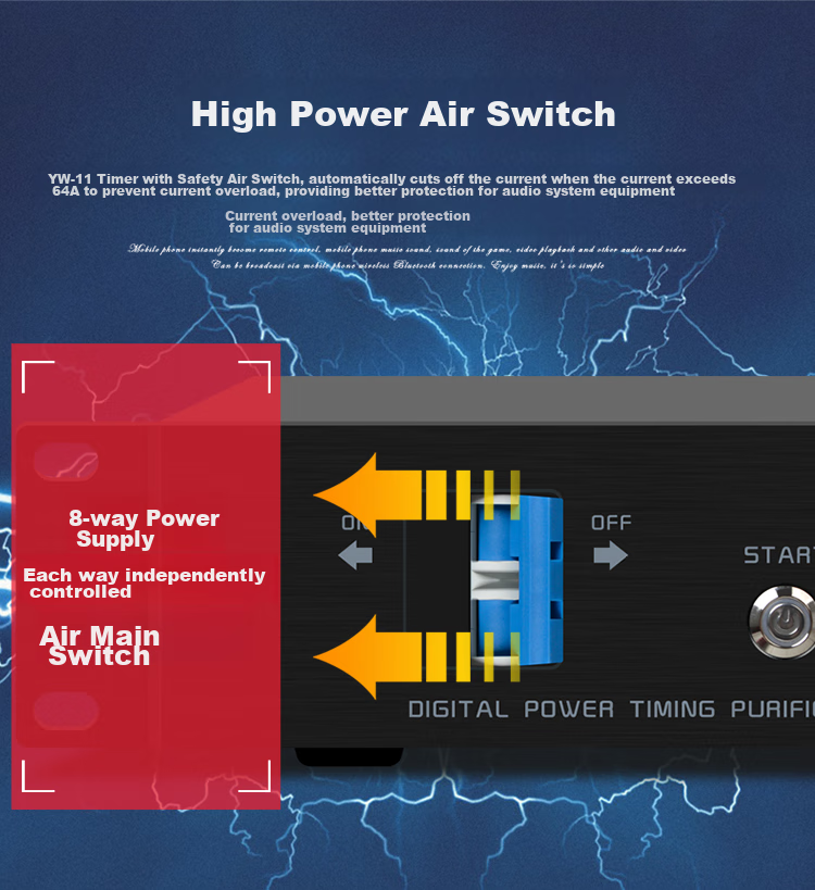 SHILE YW-11 Professional Engineering 8-Channel Power Sequencer, 232 Serial Port Conference Stage Amplifier Audio Equipment, Air Switch High-Power Controller 4