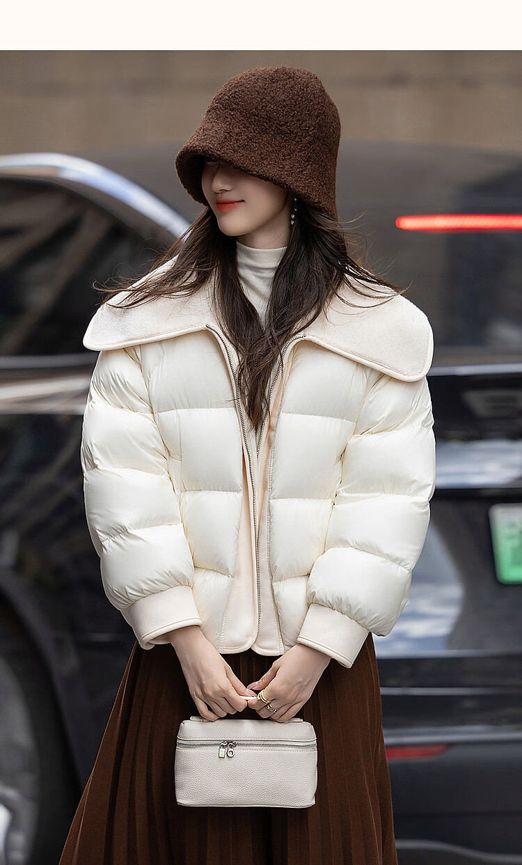 Dme [Yuxue Jingling] Winter 400T Spring Yarn Faux Sherpa Collar 90% Duck Down Short down Jacket for Wome 8