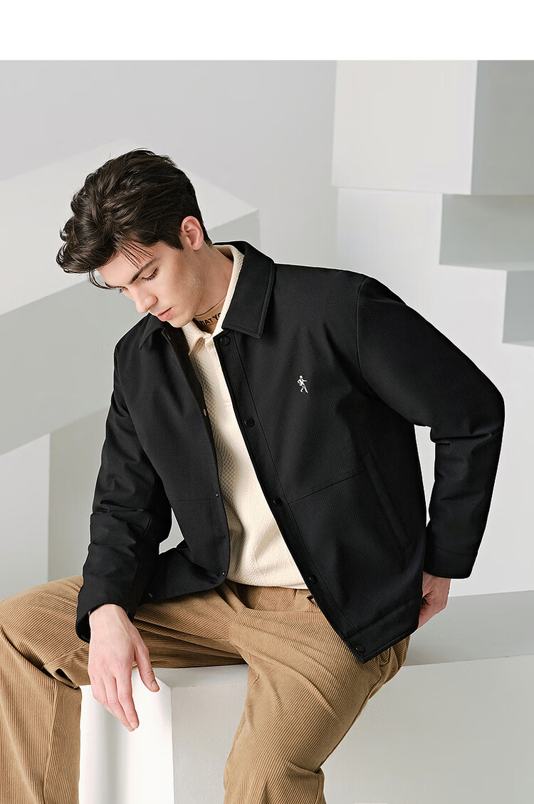 DANCING WOLVES Goose Down Lining Black Gold Graphene Textured Thickened Men's Jacket 001 Black 175 3
