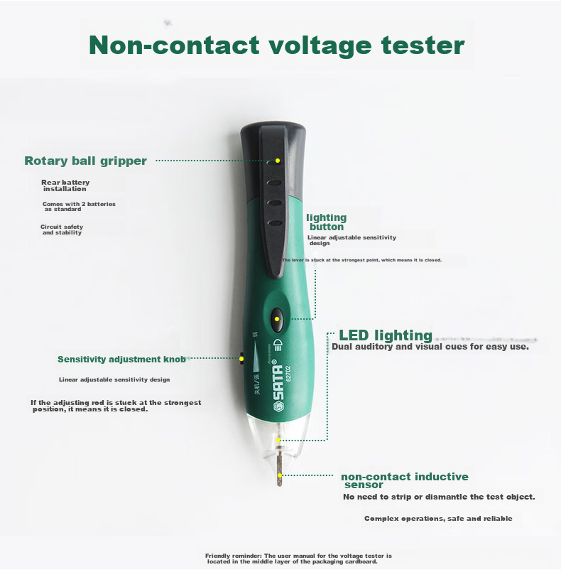 SATA 62501 Advanced Voltage Tester Pen with Stand And Neon Tube, Screwdriver, 145mm 17