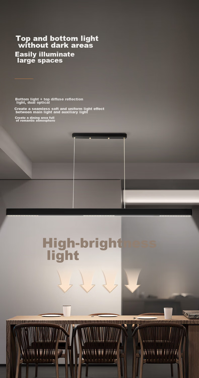 Midea LED Linear Pendant Light for Dining Room, Simple Long Strip Chandelier for Table Lighting, White Lighting Fixture 4