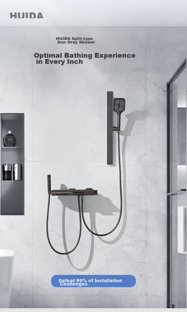 HUIDA Constant Temperature Shower Head Set with Brass Body, Home Bathroom Pressure-Increasing Shower Head Complete Set H-DW699 2