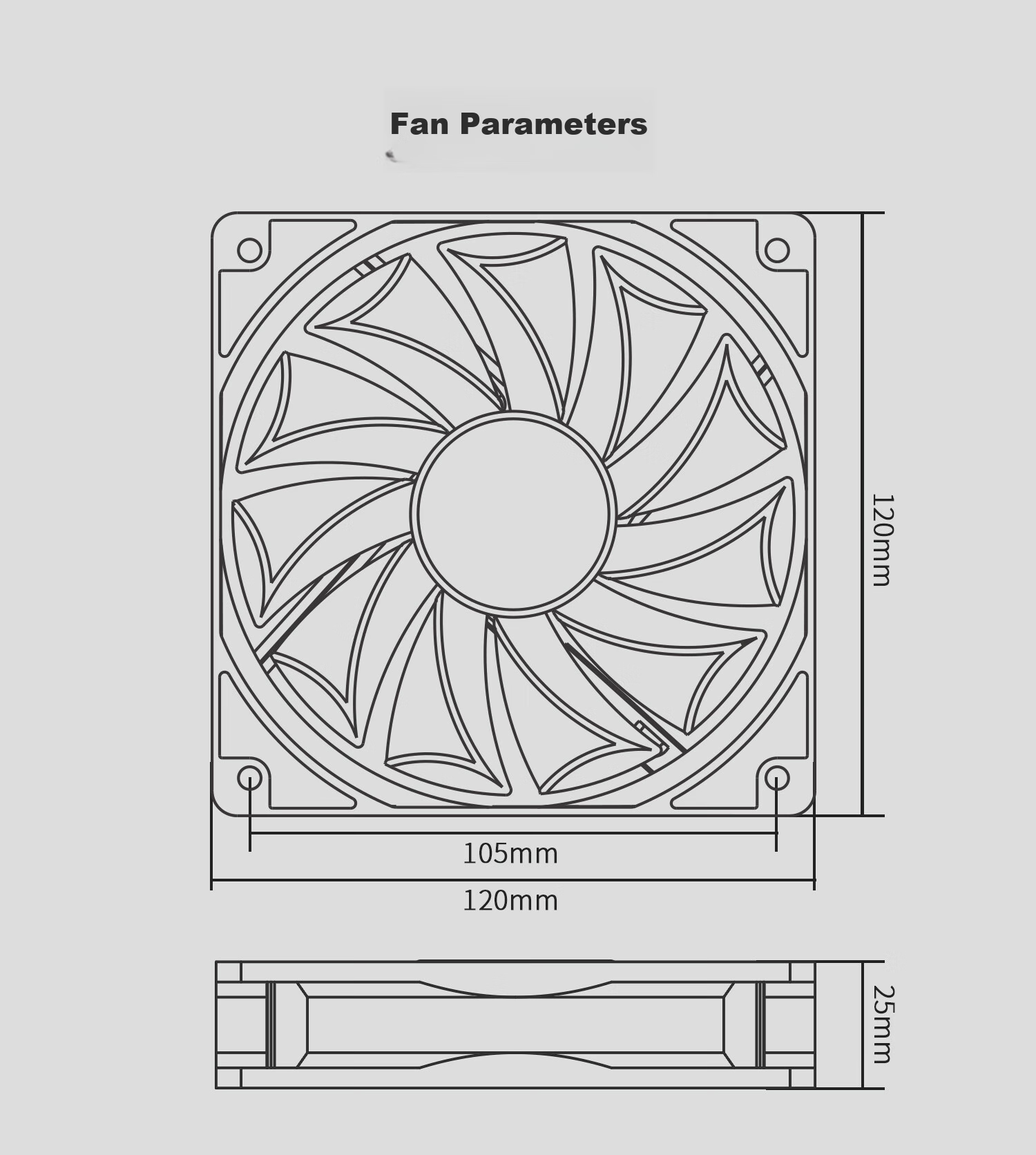 ID-COOLING (Kuren) 12CM Case Fan, Black Non-Glossy, 4PIN Interface, PWM Temperature Control Cooling, Suitable for 240/360 Water Cooling, Air Cooling Fan Modification, AS-120 11