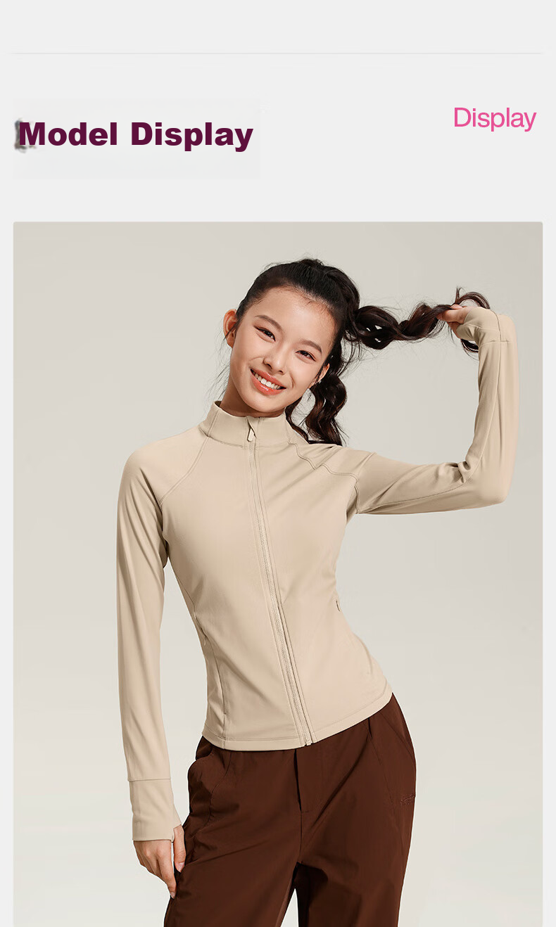 VFU Women's Sports Jacket for Cycling, Running, Outdoor Fitness, Morning Jogging, Exercise And Yoga Wear, Autumn And Winter, Roasted Milk Apricot Color, Size S 14