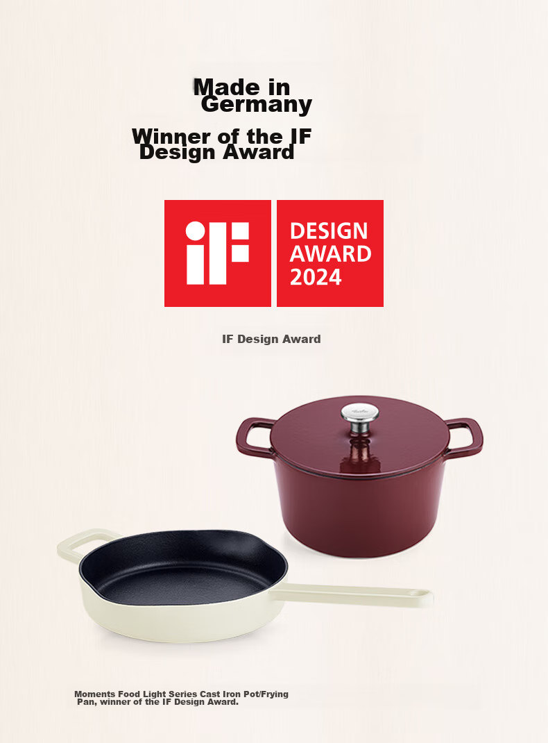 Feishile German Moments Cast Iron Pot, Stew Pot, Small Soup Pot for Home Use, 20 Cm Cast Iron Pot - Burgundy Red 4