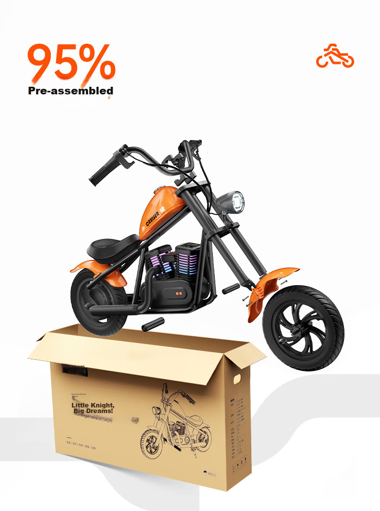 Baofengqishi Children's Electric Motorcycle, Cool Harley Design, for Ages 3-16, Birthday Gift, 3C Certified, Two-Wheel, Single Drive, Mini Harley, Small Electric Scooter 14