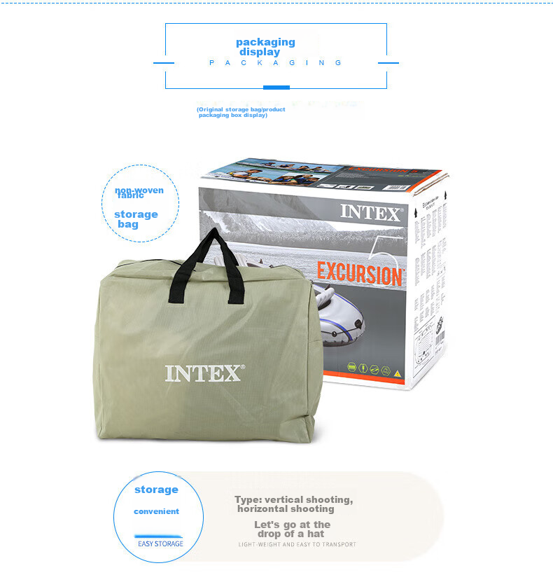 INTEX Challenger Two-Person Inflatable Boat, Thickened Rafting Kayak, Single Or Double Fishing Boat, Wear-Resistant Assault Boat 68306 34