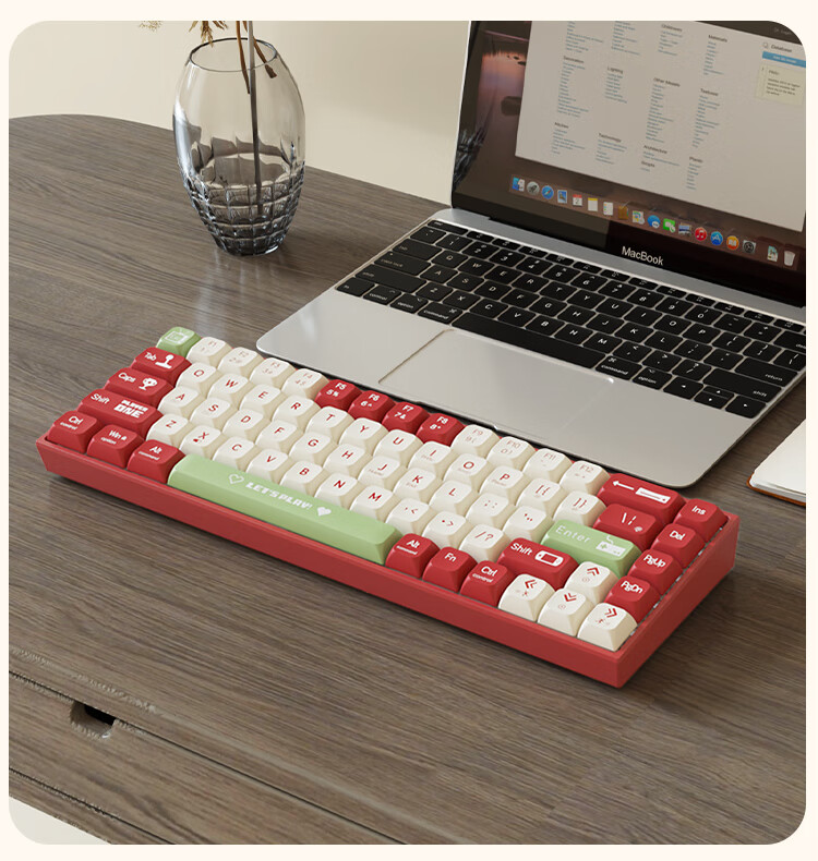 AJAZZ AK680 Wired Mechanical Keyboard, Dual-Color Keycaps, 68 Keys, Full Hot-Swappable, Customizable Mechanical Keyboard, Mixed Colorful Lighting Effects, Portable And Compact, Gray-White, Red Switches 15