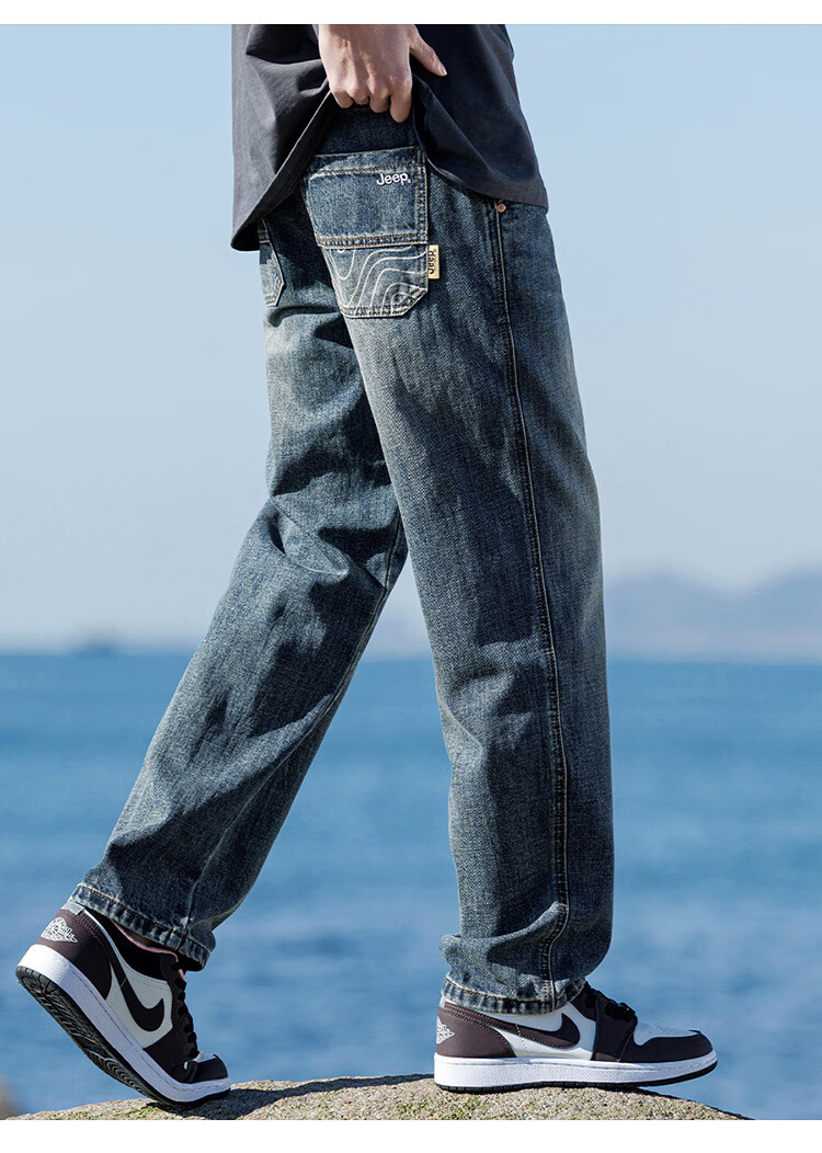 JEEP High-End Men's Jeans, New Spring/summer 2026 Style, Loose Wide-Leg Pants, Casual Straight-Leg Trousers for Me 3