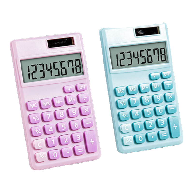 COMIX Dual Power Fashion Portable Calculator, Silicone Buttons Slim Body, Cute Student Calculator, Desktop Learning Supplies Gift, Blue NO.320