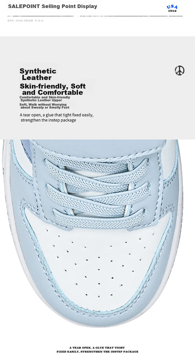 SNOOPY Children's Sneakers, Boys And Girls Sports Shoes, Casual Low-Top Fashionable Versatile Skateboard Shoes, 0301 Blue, Size 28 4