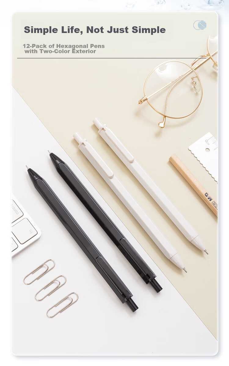 M&G 0.35mm Black Gel Pen, Retractable Full Needle Tube Signing Pen, Benwei Series Ink Pen AGP83007A, 6 Pieces 2