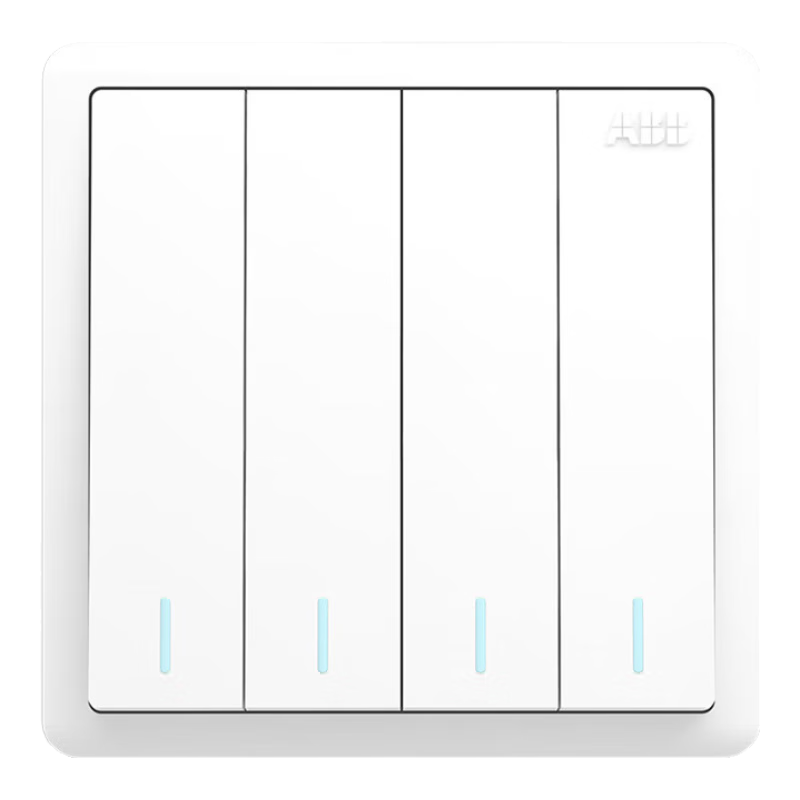 ABB Switch Panel, Yuanchi Series White 86-Type with Fluorescent Four-Gang Single Control Switch, AO104