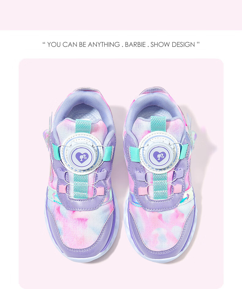 Barbie Girls' Sneakers with Rotary Buckle, Spring And Autumn Chunky Shoes, Light-Up Sports Shoes for Girls, DA6558 Pink Size 28 12