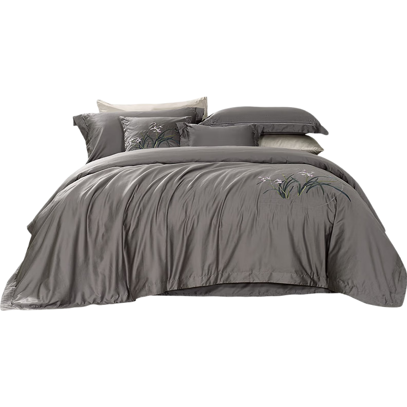 FUANNA Bedding Set, Pure Cotton, 60-Count Long-Staple Cotton, Bedsheet And Duvet Cover, Satin Embroidery, All-Cotton Set, for 1.5-Meter Bed (203*229cm)